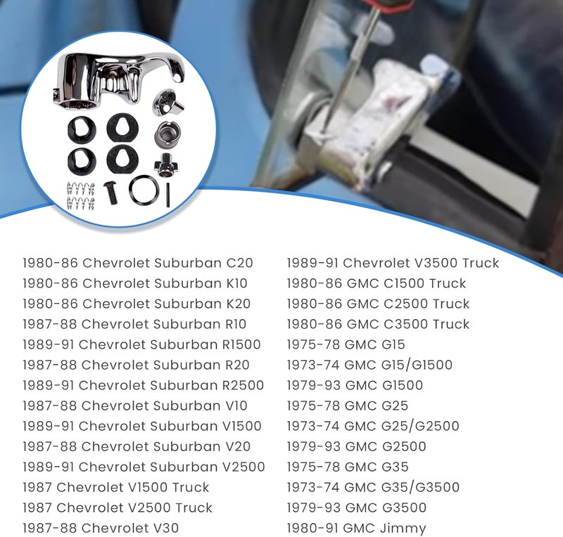 Ciuouient Locking Vent Window Handle Chrome kit Left Compatible with Chevy GMC Blazer Jimmy Suburban 1973-1994(for Blazer C10 C1500 C20 C2500 C30 C3500 Truck,Jimmy K10 K1500 K20 K2500 K30 Truck) - Image 3